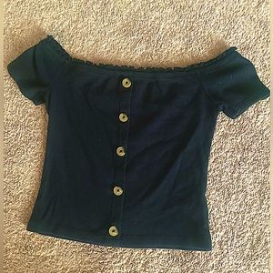 Aeropostale, size small, color black with brown tan buttons going down